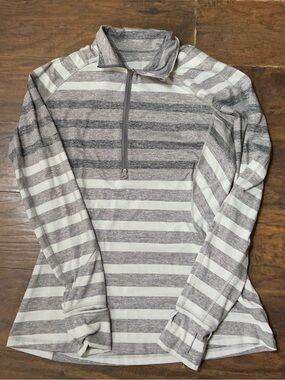 lululemon athletica Striped Half-Zip Pullover - Gray & White
